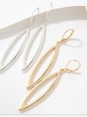 Joan Rivers set of 2 Marquis drop earrings- Silver & Gold